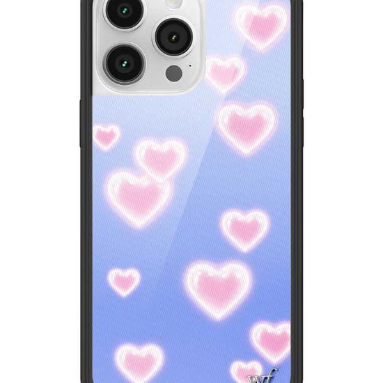 Wildflower iPhone case 14 Pro Max Dreamy Hearts Blue Pink Cute