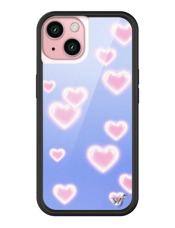 Wildflower iPhone case 15 Dreamy Hearts Blue Pink Cute