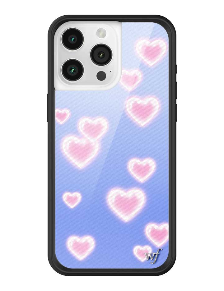 Wildflower iPhone case 15 Pro Max Dreamy Hearts Blue Pink Cute