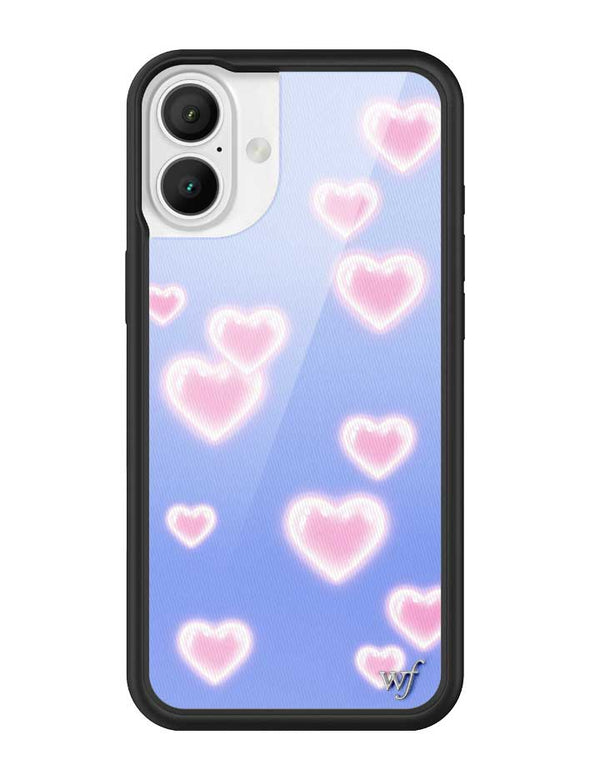 Wildflower iPhone case 16 Plus Dreamy Hearts Blue Pink Cute