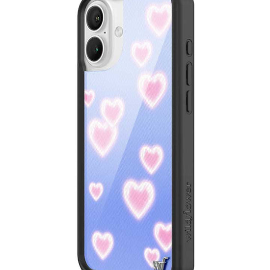 Wildflower iPhone case 16 Plus Dreamy Hearts Blue Pink Cute