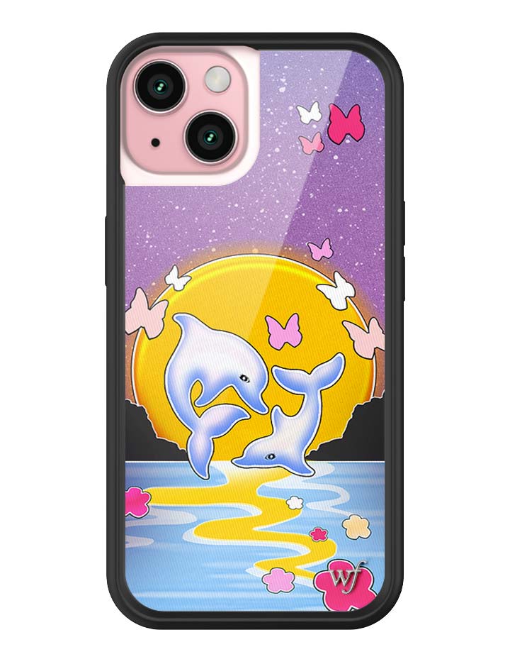 Wildflower iPhone case 15 Dolphin Sunset Animals Cute