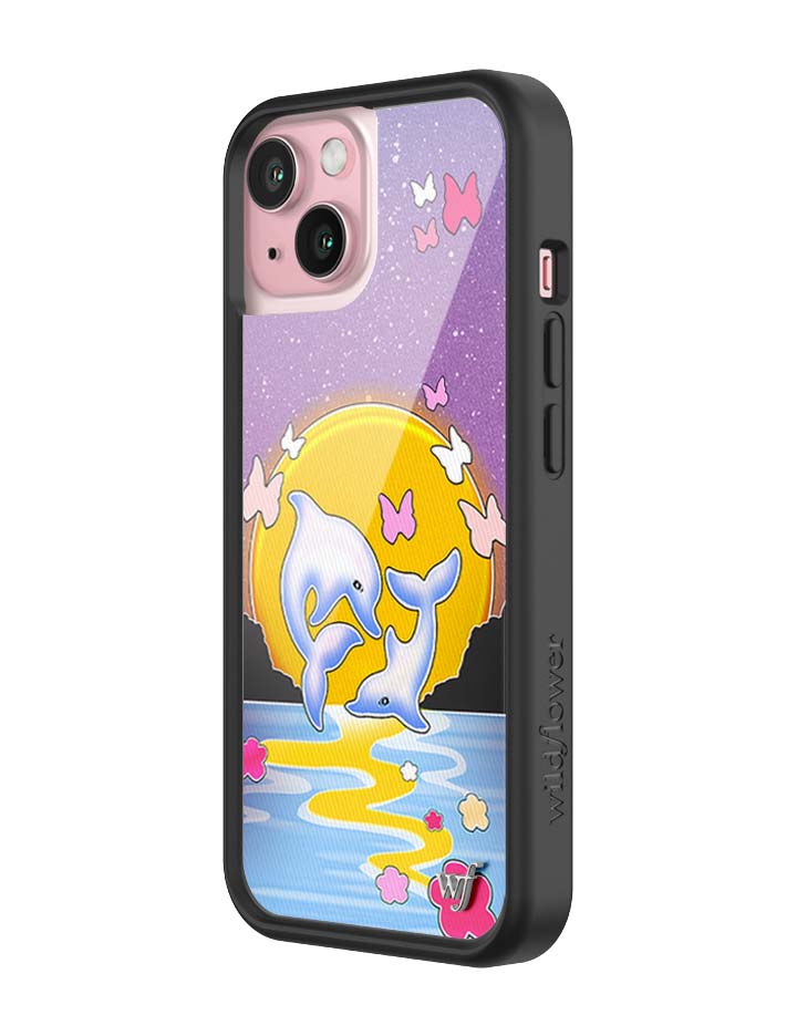 Wildflower iPhone case 15 Dolphin Sunset Animals Cute