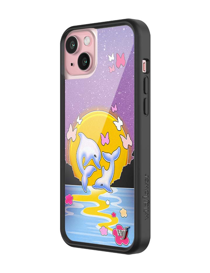 Wildflower iPhone case 15 Plus Dolphin Sunset Animals Cute