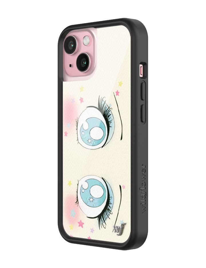 Wildflower iPhone case 15 Sandy Liang Starry Eyes White Blue Cute