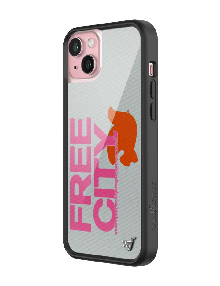 Wildflower iPhone case 15 Plus THE MADHAPPY & FREECITY TOGETHERFOREVER GREY  PINK Collab Cute