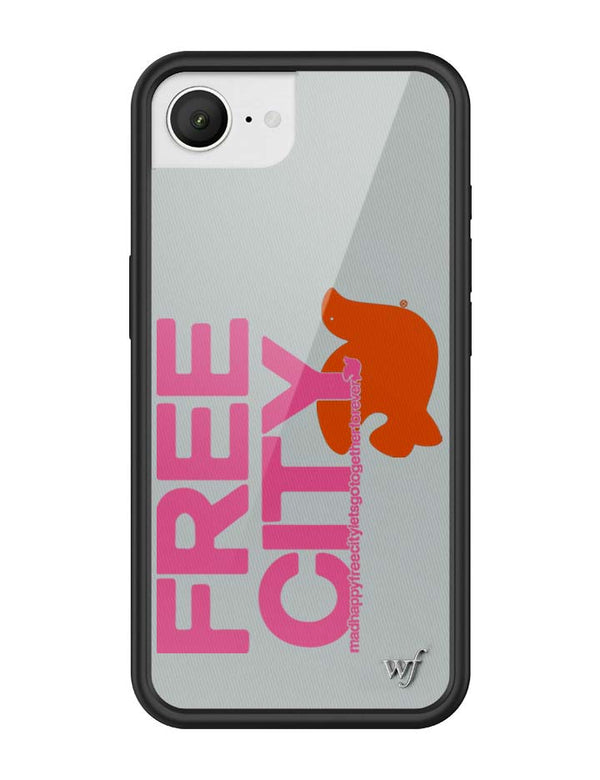 Wildflower iPhone case 17e THE MADHAPPY & FREECITY TOGETHERFOREVER GREY  PINK Collab Cute