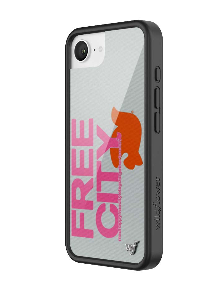 Wildflower iPhone case 17e THE MADHAPPY & FREECITY TOGETHERFOREVER GREY  PINK Collab Cute
