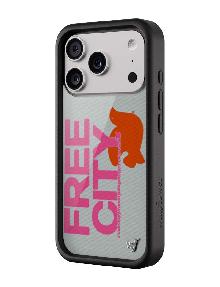 Wildflower iPhone case 17 Pro THE MADHAPPY & FREECITY TOGETHERFOREVER GREY  PINK Collab Cute