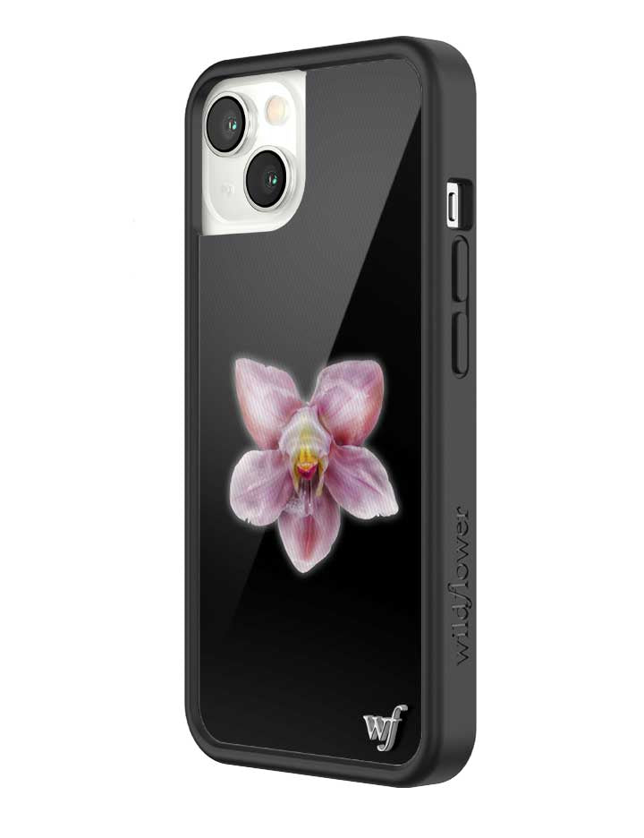 wildflower iphone case 13 orchid flower black pink