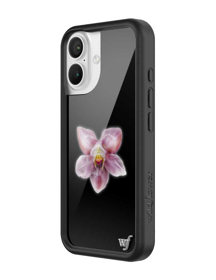 wildflower iphone case 16 orchid flower black pink