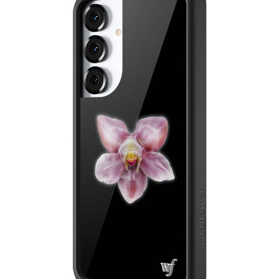 Wildflower Galaxy S25 case Plus Orchid Flower Black Cute