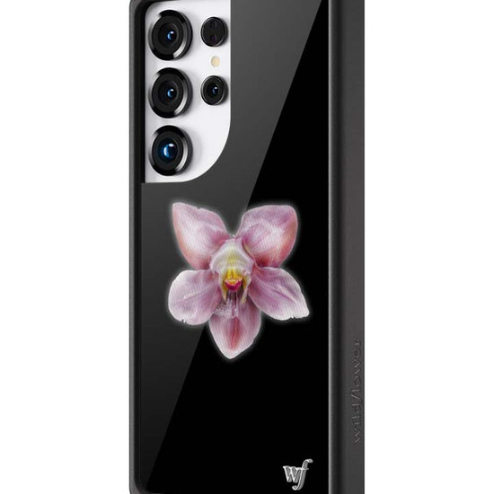 Wildflower Galaxy S25 case Ultra Orchid Flower Black Cute
