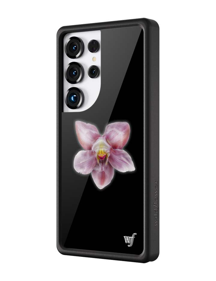 Wildflower Galaxy S25 case Ultra Orchid Flower Black Cute