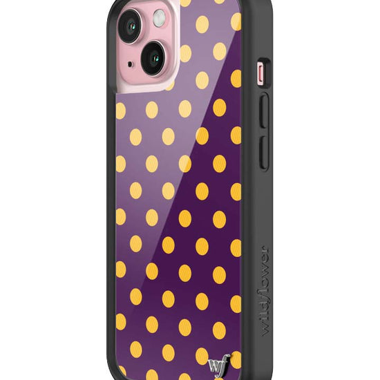 Wildflower iPhone case 15 Polka Dot | Purple and Yellow Cute