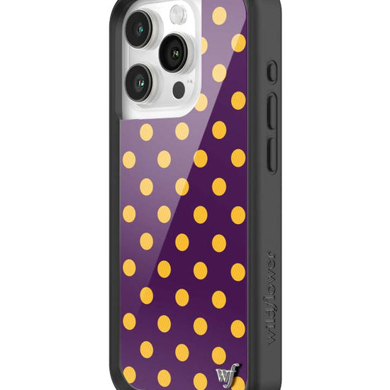 Wildflower iPhone case 15 Pro Polka Dot | Purple and Yellow Cute