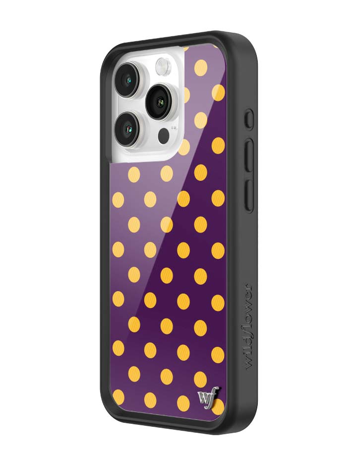 Wildflower iPhone case 15 Pro Polka Dot | Purple and Yellow Cute