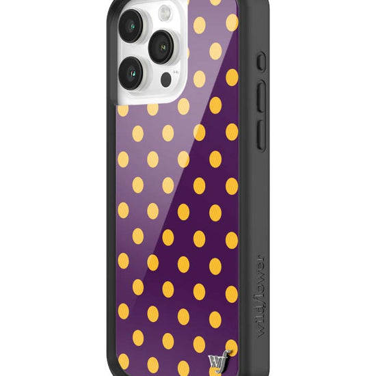 Wildflower iPhone case 15 Pro Max Polka Dot | Purple and Yellow Cute