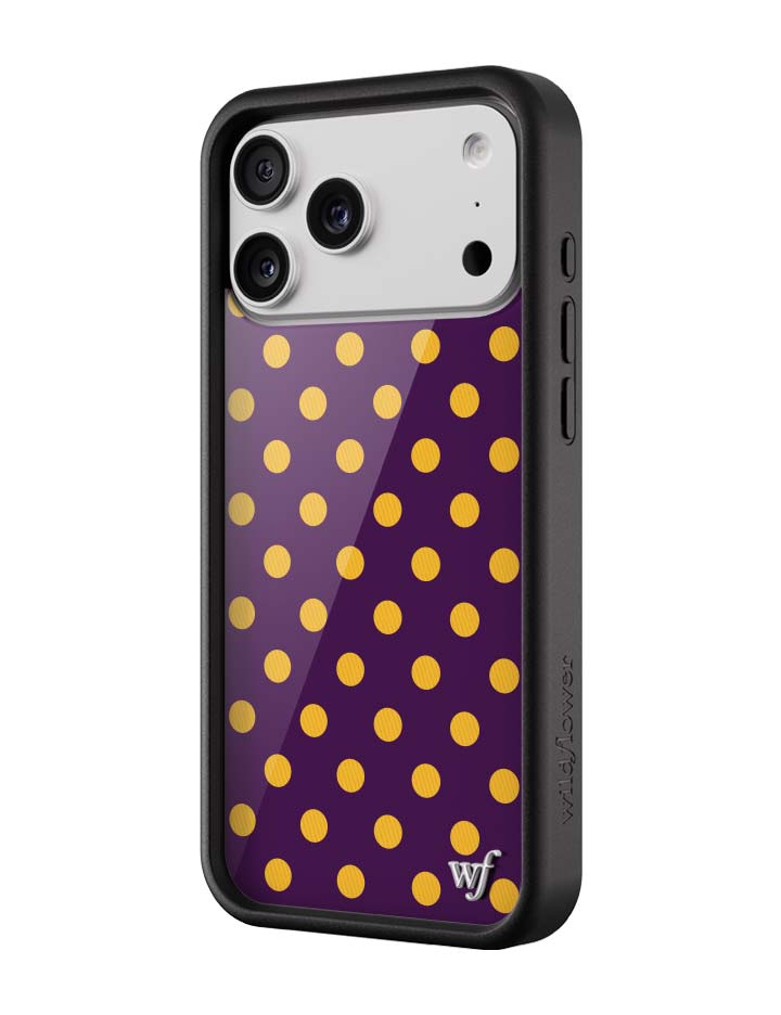 Wildflower iPhone case 17 Pro Max Polka Dot | Purple and Yellow Cute