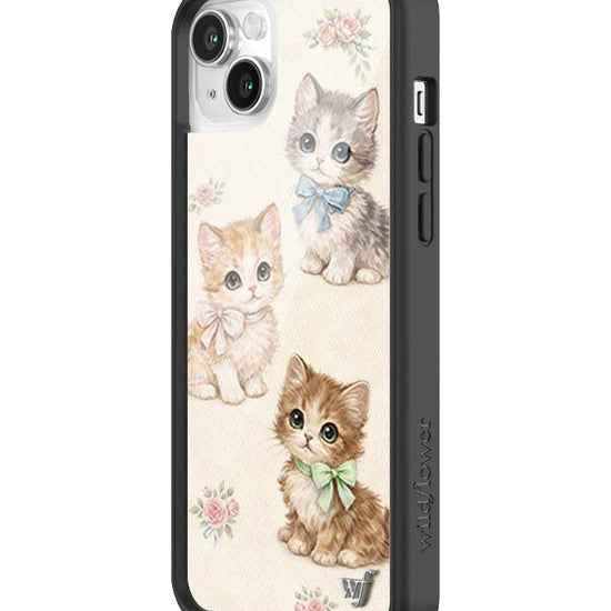 Wildflower iPhone case 14 Vintage Kittens Animals Cute