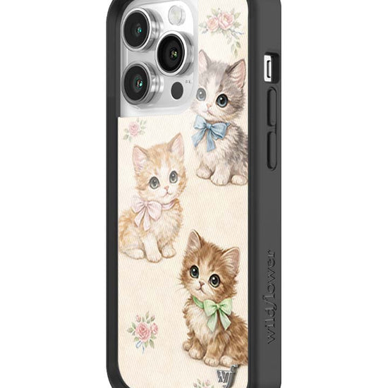 Wildflower iPhone case 14 Pro Vintage Kittens Animals Cute