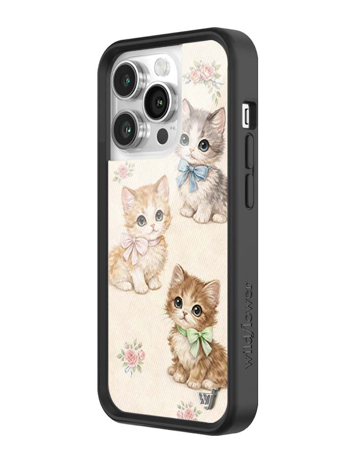 Wildflower iPhone case 14 Pro Vintage Kittens Animals Cute