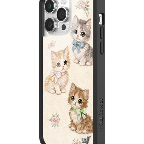 Wildflower iPhone case 14 Pro Max Vintage Kittens Animals Cute