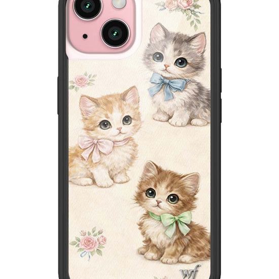 Wildflower iPhone case 15 Vintage Kittens Animals Cute