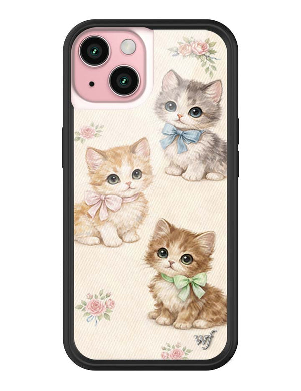 Wildflower iPhone case 15 Vintage Kittens Animals Cute