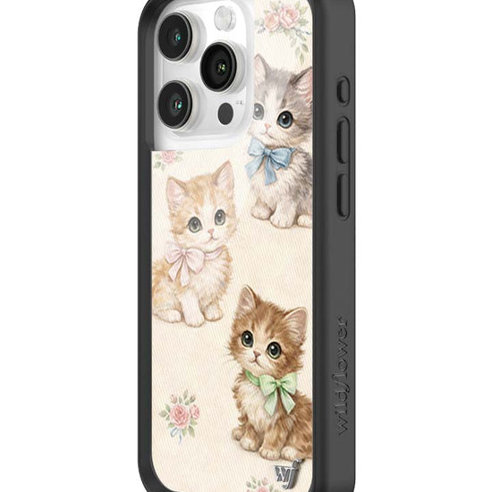 Wildflower iPhone case 15 Pro Vintage Kittens Animals Cute