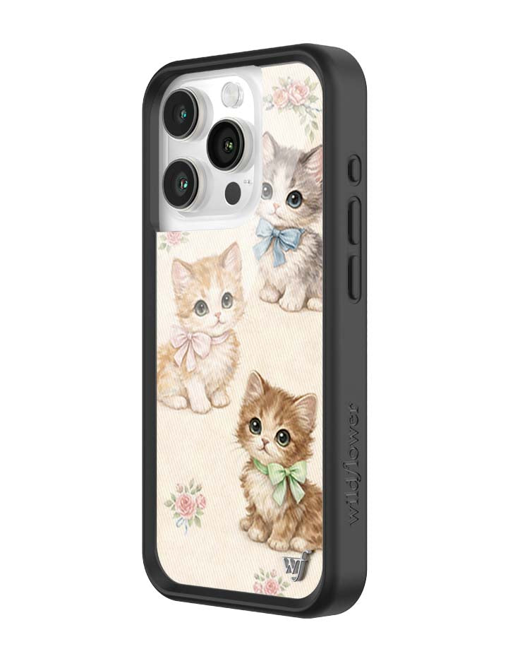 Wildflower iPhone case 15 Pro Vintage Kittens Animals Cute