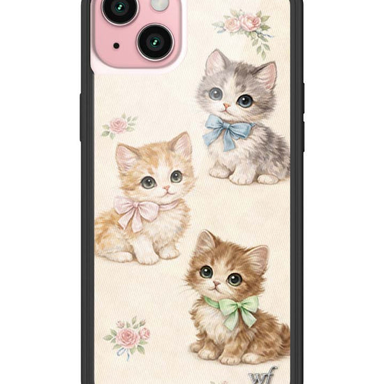 Wildflower iPhone case 15 Plus Vintage Kittens Animals Cute