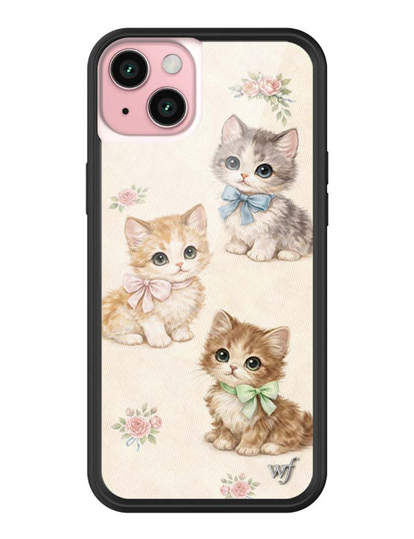 Wildflower iPhone case 15 Plus Vintage Kittens Animals Cute