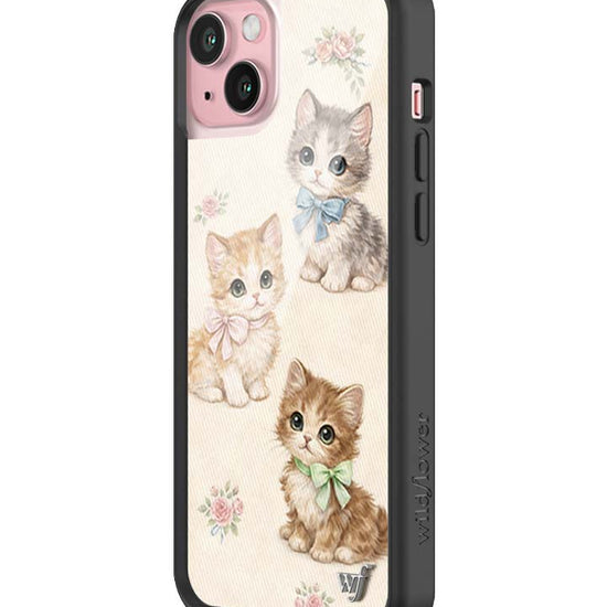 Wildflower iPhone case 15 Plus Vintage Kittens Animals Cute