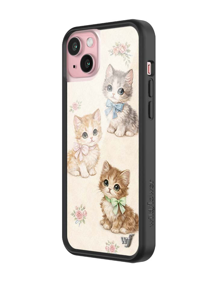 Wildflower iPhone case 15 Plus Vintage Kittens Animals Cute