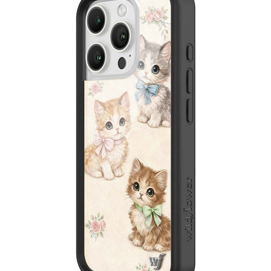 Wildflower iPhone case 16 Pro Vintage Kittens Animals Cute