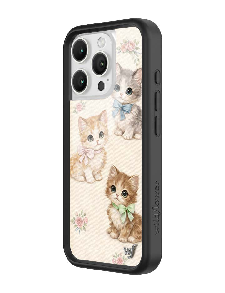 Wildflower iPhone case 16 Pro Vintage Kittens Animals Cute