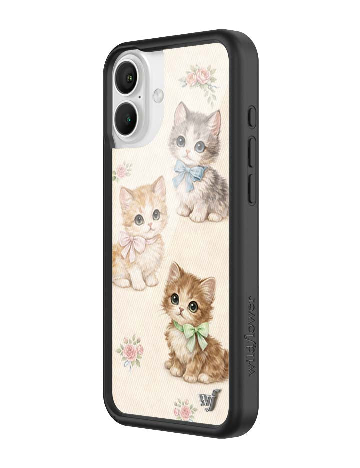 Wildflower iPhone case 16 Plus Vintage Kittens Animals Cute