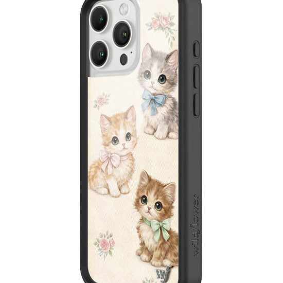 Wildflower iPhone case 16 Pro Max Vintage Kittens Animals Cute