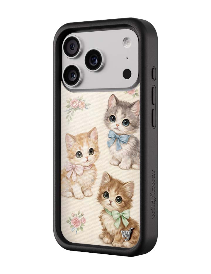 Wildflower iPhone case 17 Pro Vintage Kittens Animals Cute