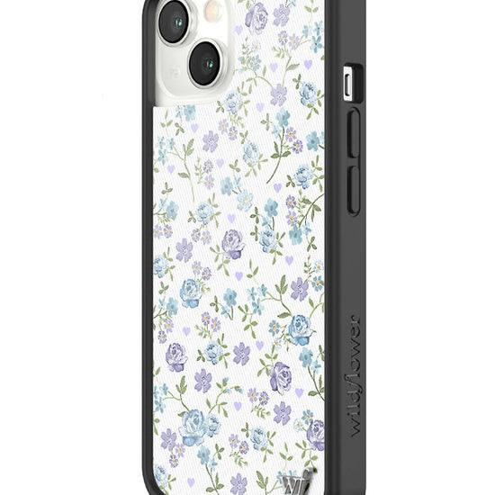 wildflower lilac and blue floral iphone 13 case