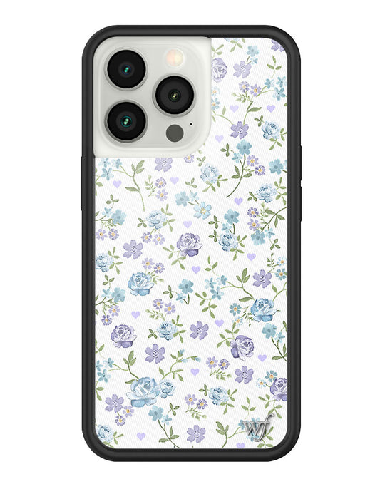 wildflower lilac and blue floral iphone 13pro case