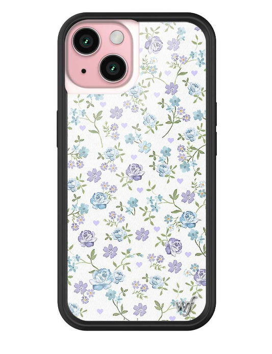 wildflower lilac and blue floral iphone 15 case