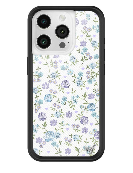 wildflower lilac and blue floral iphone 15pro case