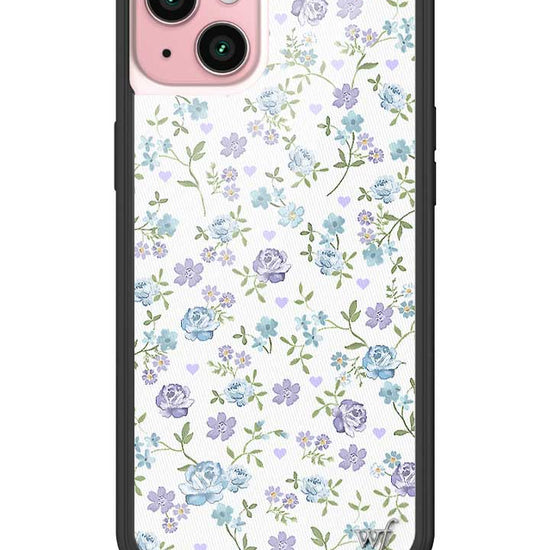 wildflower lilac and blue floral iphone 15plus case