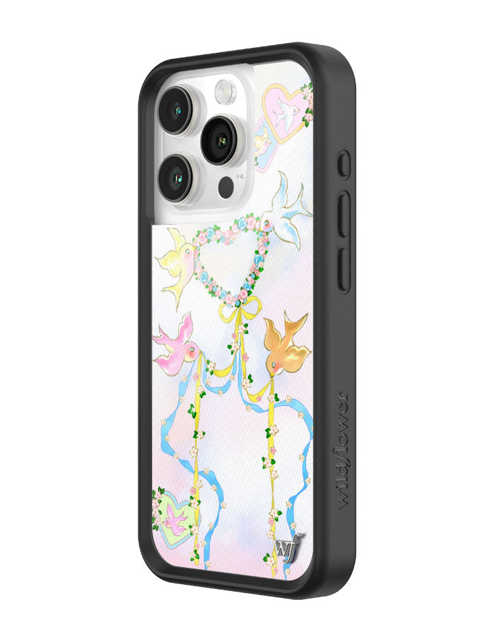 Wildflower iPhone case 15 Pro Dove Diaries Birds Pink Cute