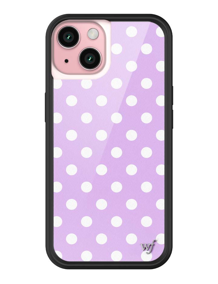 Wildflower iPhone case 15 Polka Dot Lavender White Cute