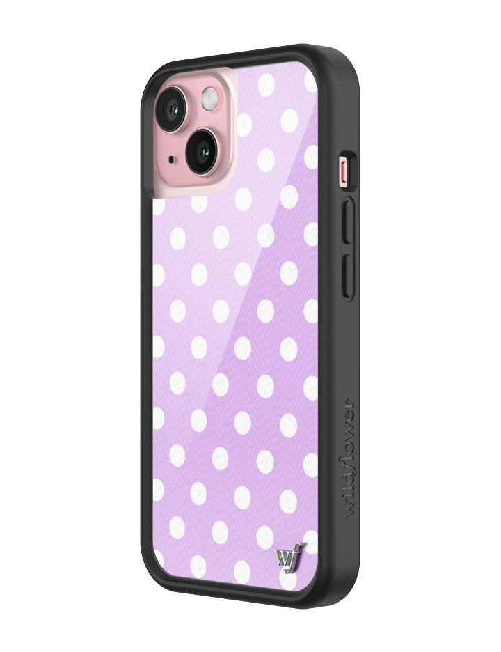 Wildflower iPhone case 15 Polka Dot Lavender White Cute