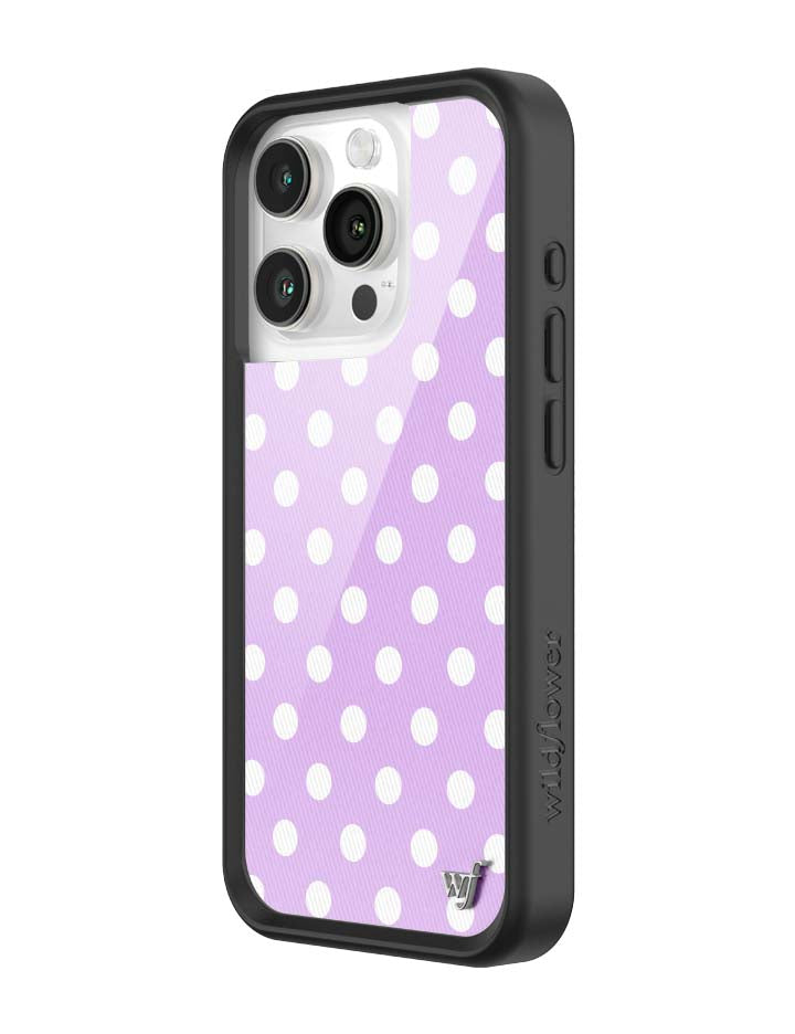 Wildflower iPhone case 15 Pro Polka Dot Lavender White Cute