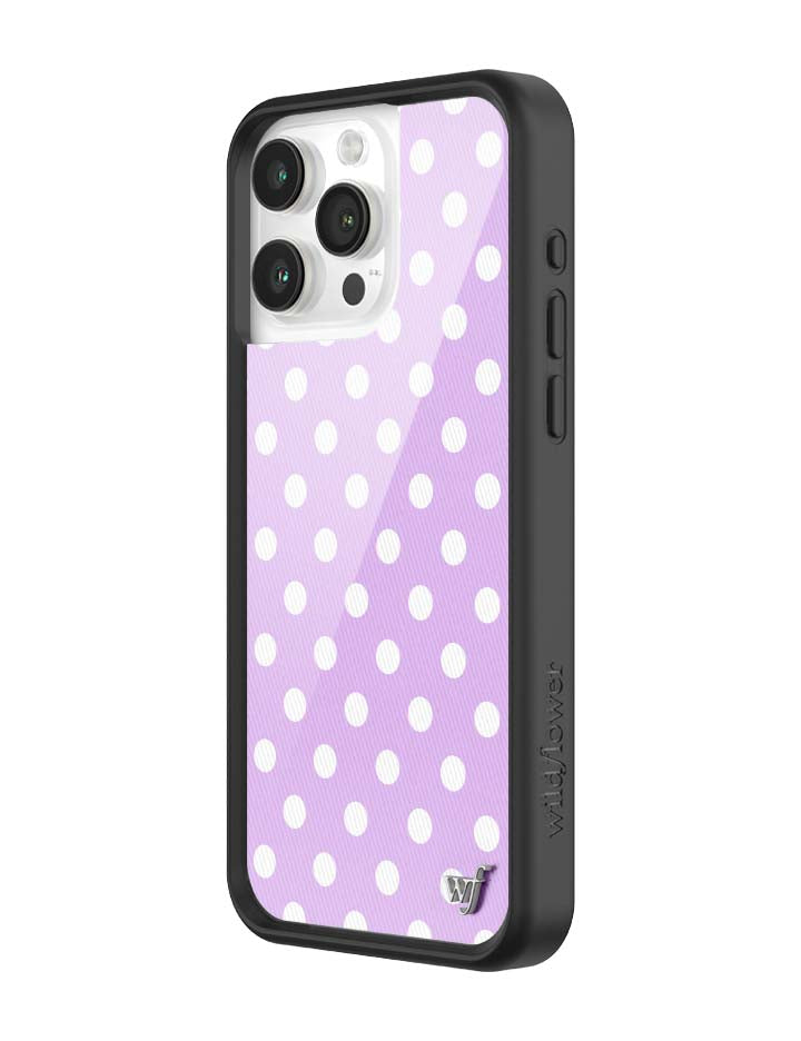 Wildflower iPhone case 15 Pro Max Polka Dot Lavender White Cute